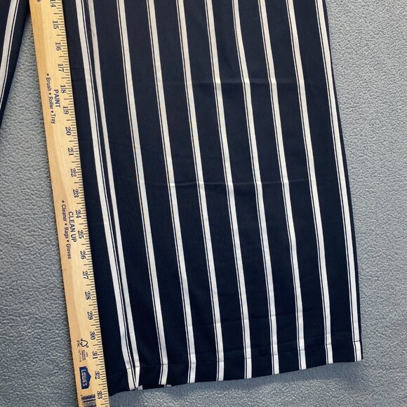 Forever 21 Flare Pants M Black Striped Wide Leg Stretch Mid Rise Dress Pant Work - Picture 6 of 13